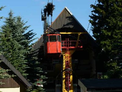 die letzte Gondel fährt grad rauf