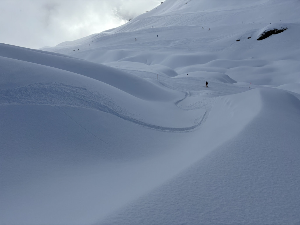 Einige Lines im eingewehten Grasjochmuldenbereich gab es auch zu entdecken