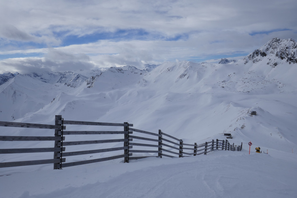 Am Ende des Skigebietes mit Blick nach Samnaun