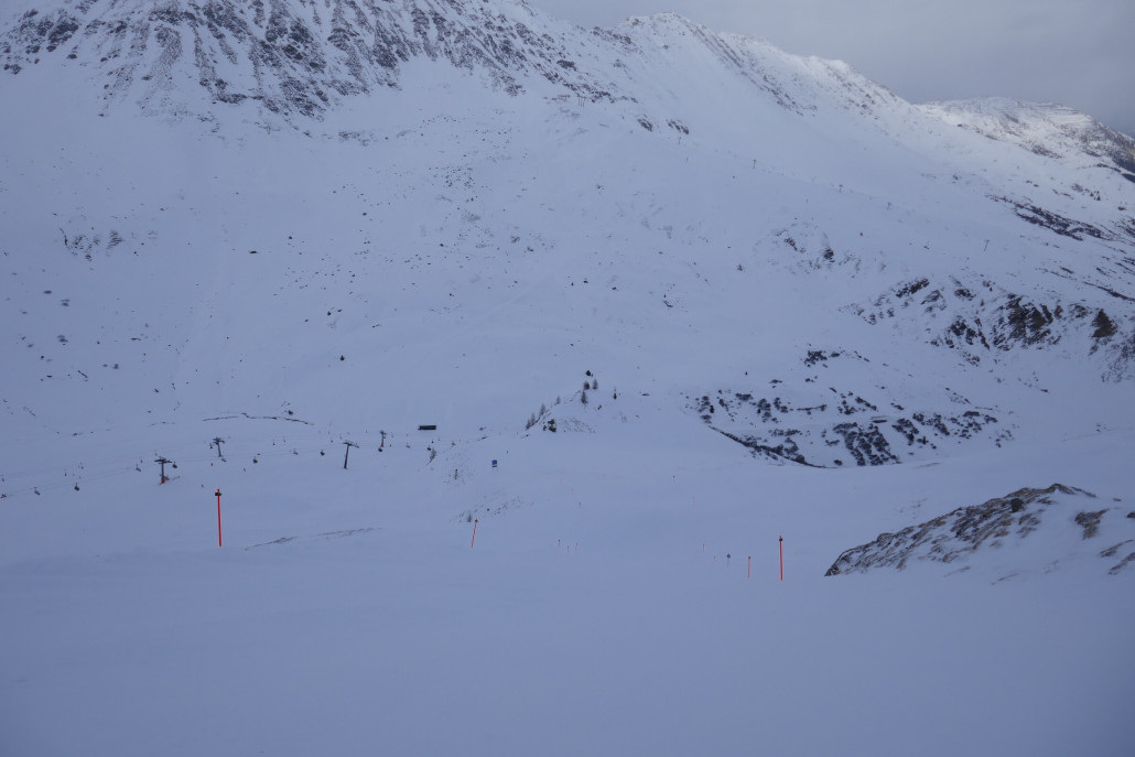 Schwarze Lazidabfahrt bei schlechter Sicht