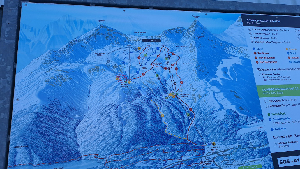 Pistenplan, noch ausgegraut der Skilift Rotond