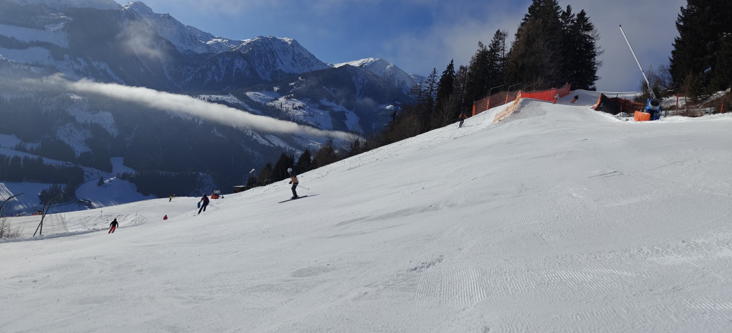 letzter Abschnitt Vm hart gefroren, Nachmittags dank Südausrichtung wieder sulzig-weich