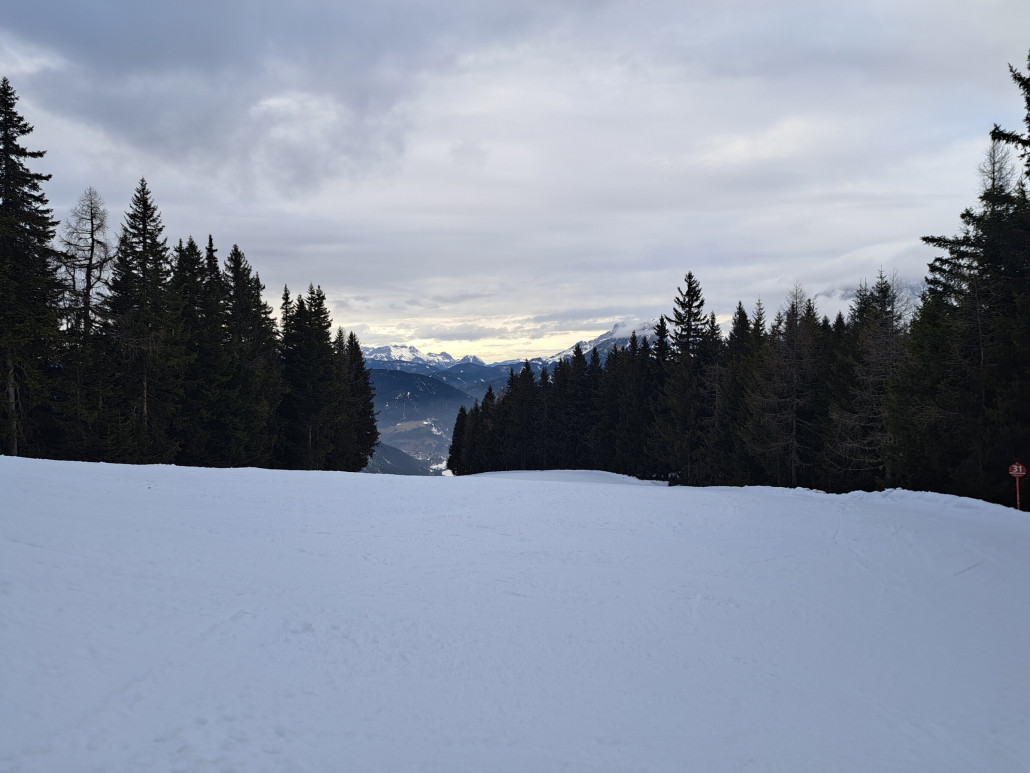Piste 31 kurz nach Liftschluss Gipfelbahn