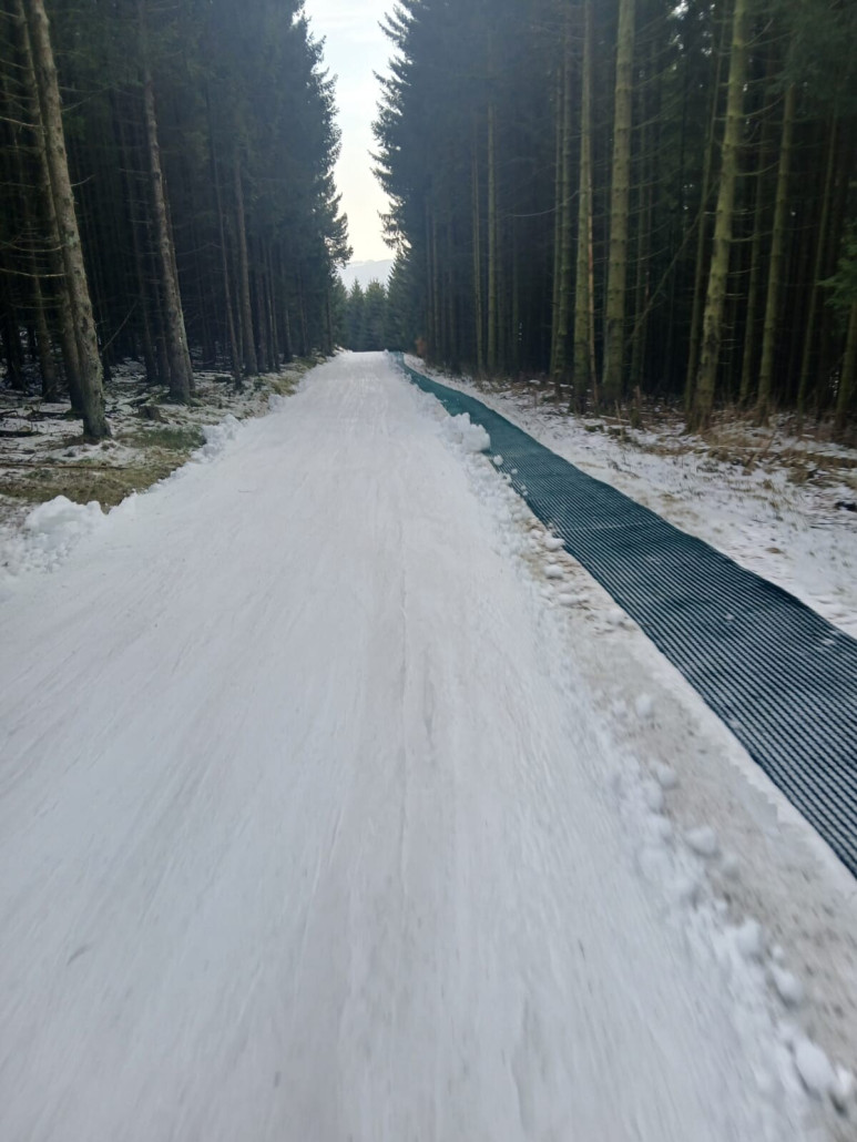 Waldabfahrt Sonnenhang-Ritzhagen, 40 cm Schneehöhe, alternativ daneben die Matten