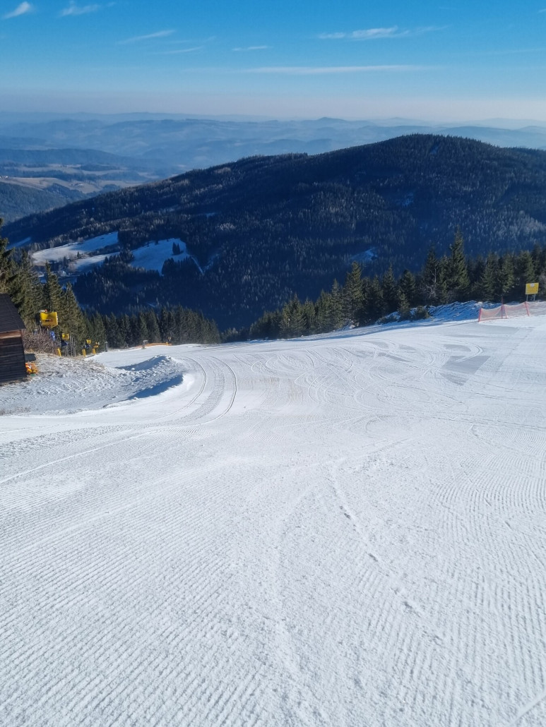 Blick Richtung Tal - schwarze FIS-Abfahrt