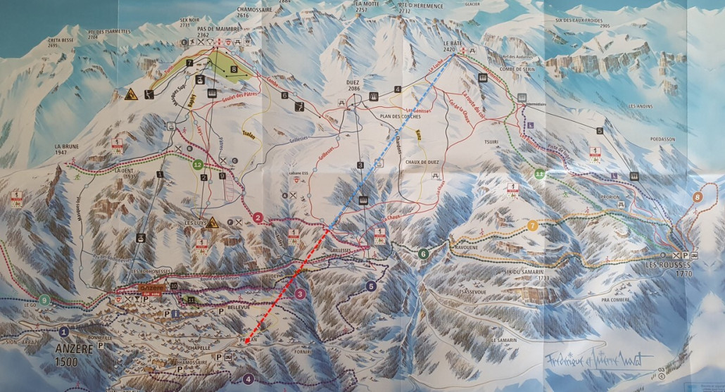 Blau: neue EUB als Ersatz 2SB Bâté. Rot: neue EUB als 2. Zubringer aus dem Ort.