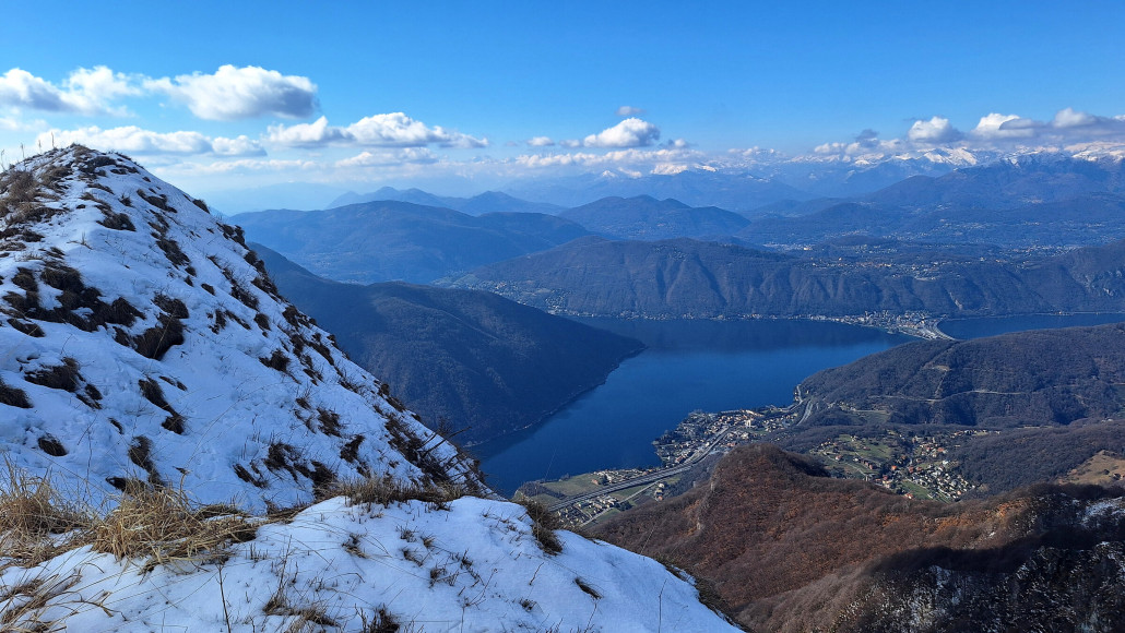 Luganersee und Damm von Melide