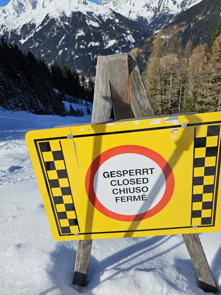 Leider war die Talabfahrt schon zu, was die Möglichkeiten hier schon stark eingeschränkt hat