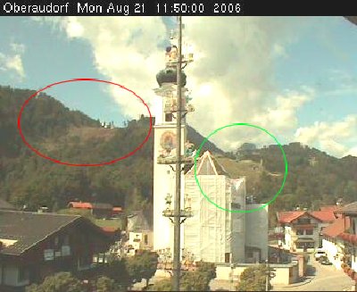 grün = bestehende Abfahrt<br />rot = neue Fläche