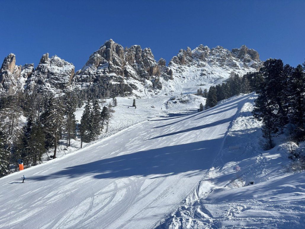 Dantercepies am Morgen, herrlich winterlich und dort oben auch lockerer Powder