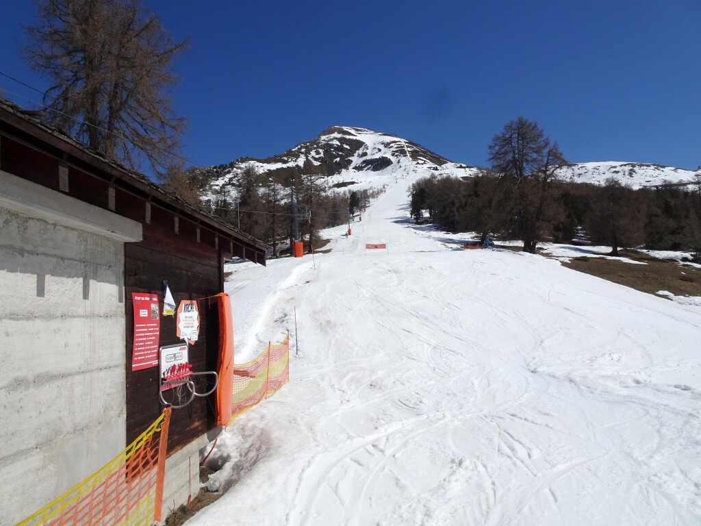 Gut zu erkennende Trasse, des fast 2 km langen Stangenliftes.