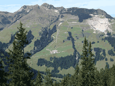 Blick von der Reiterkogel-Ost Piste Richtung Reckmoos-Süd