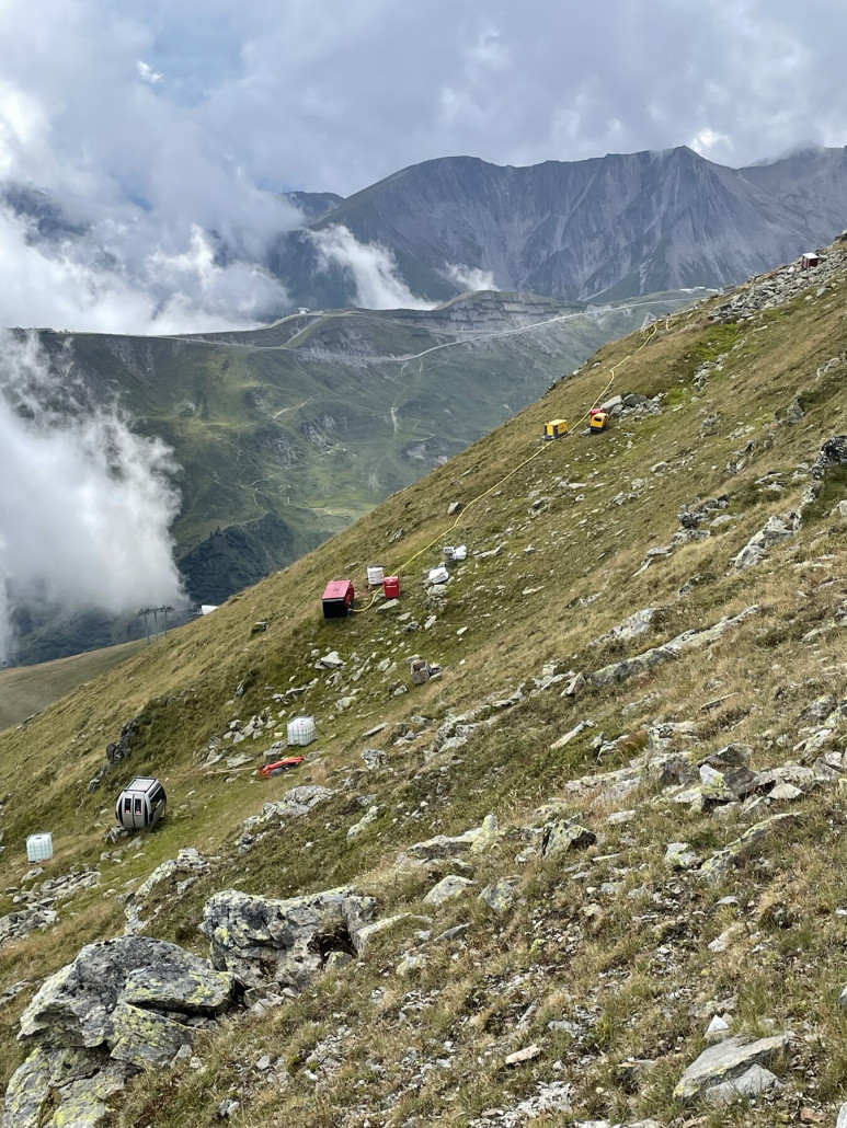 Lawinensicherungsarbeiten oberhalb von Plansegg inkl. einer verirrten Gondel