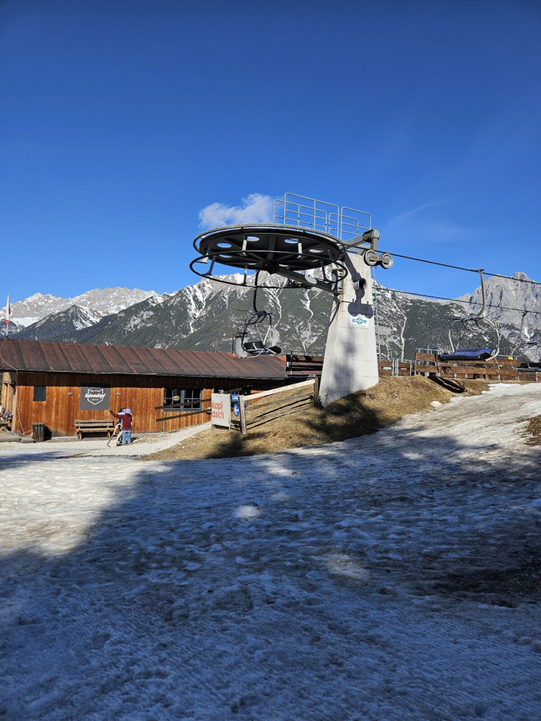 die obere Umlenkscheibe der Kraithbahn, 3er Sessel von Wopfner