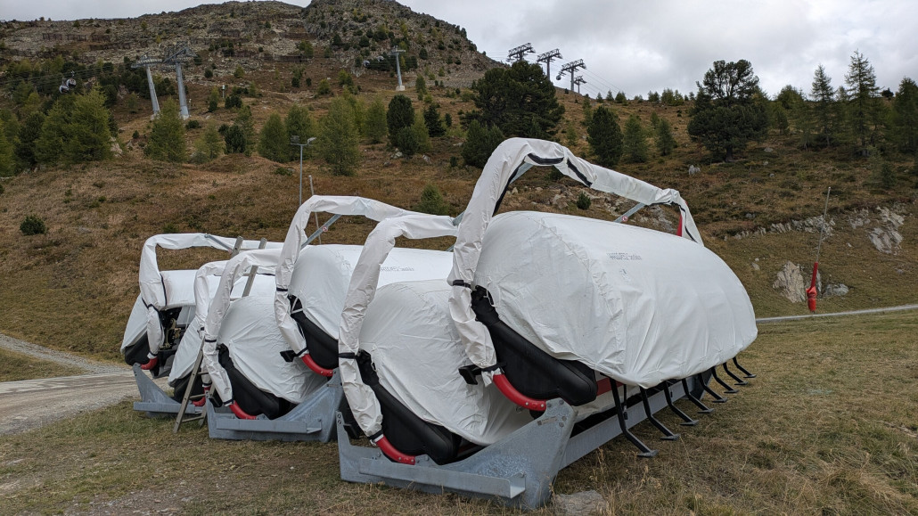 Seesl für Sassgalunbahn an der Talabfahrt