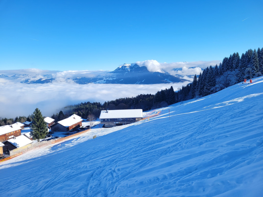 Blick auf Talstation Hochälpele um ca 13:30