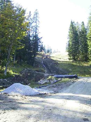 Die ersten Leitungen vom Stümpfling auf der Rosskopf-Variante