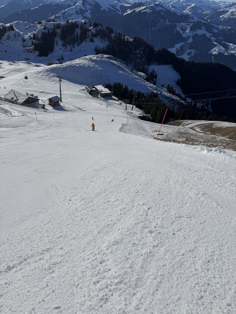 Die Abfahrt an der Brunelle stets in der Sonne und deshalb gut