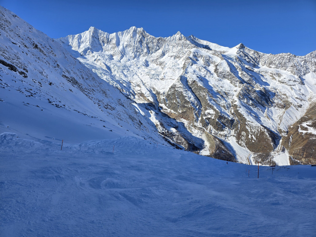 Stark zerfahrene Piste am Plattjen am 26.12