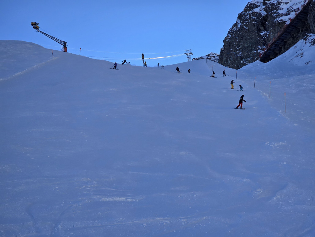 Auch die Piste 11b (Oberer Spielboden) war ungewohnt voll (28.12.)