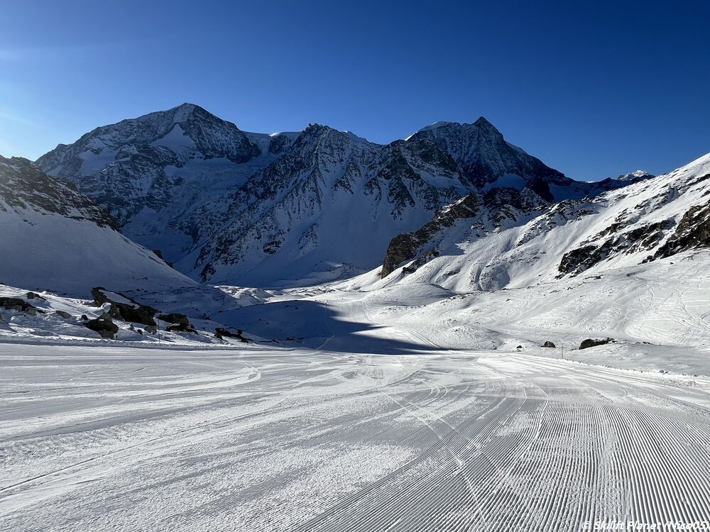 Piste Fontanesses 3 mit Pigne und Mont Blanc de Cheilon