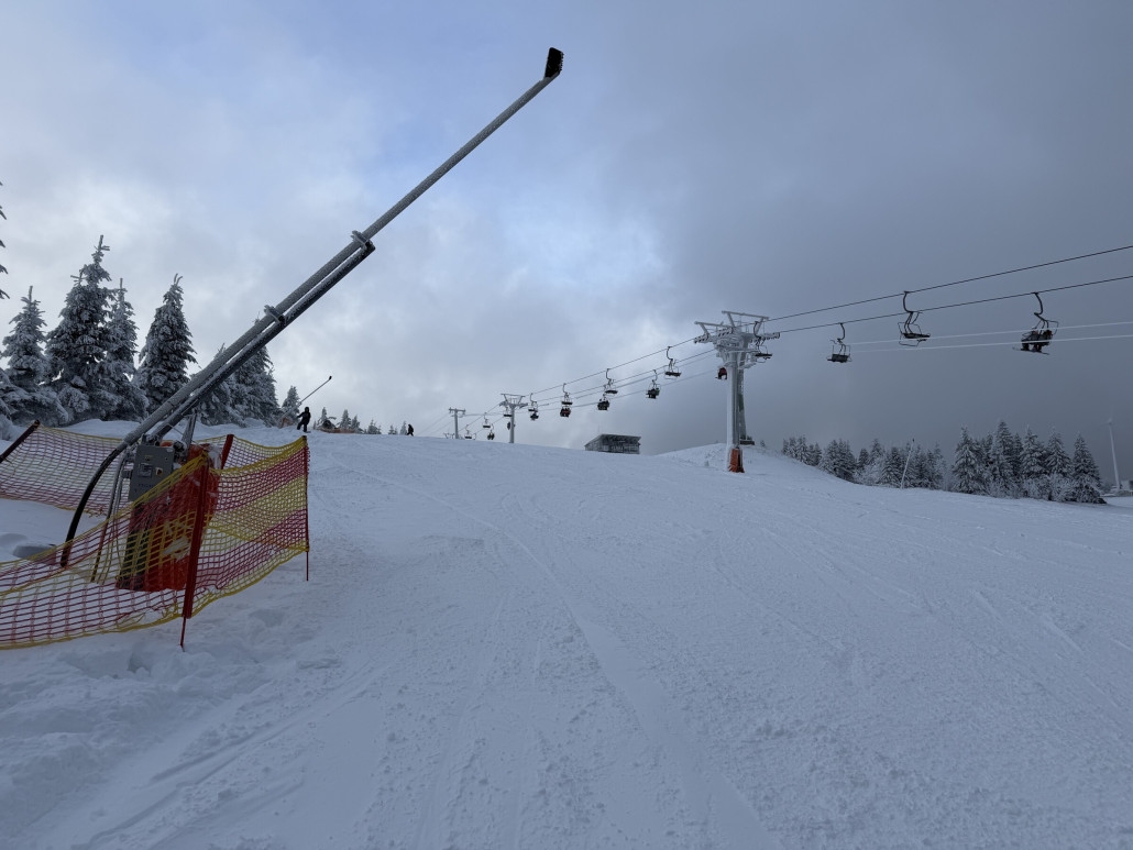 Blick zum Berg, die Auflage ist ausreichend dick