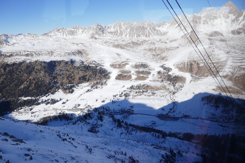 Noch mal der atemberaubende Blick zum Passo San Pellegrino.