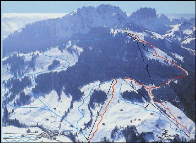 Pistenkarte vom Skigebiet Jaun