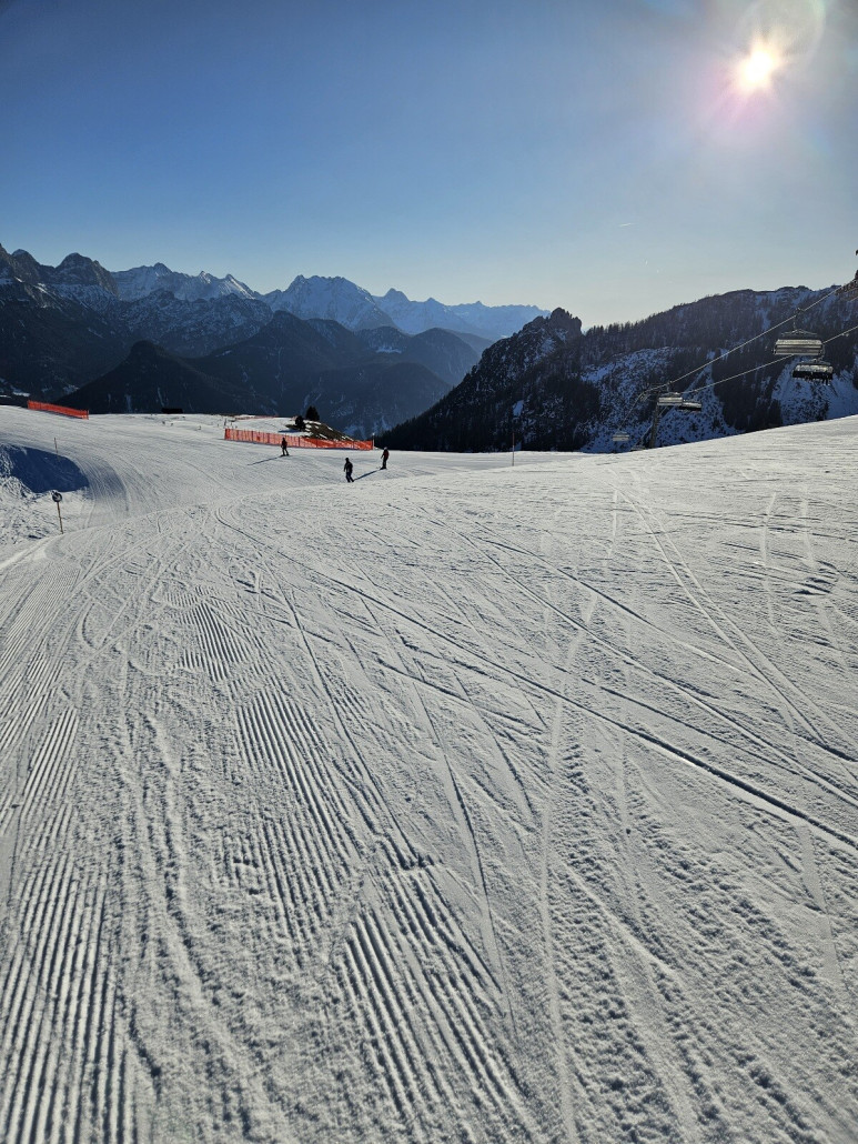 Pisten am Almen 8er schon recht flach, aber hier gute, kompakte Verhältnisse