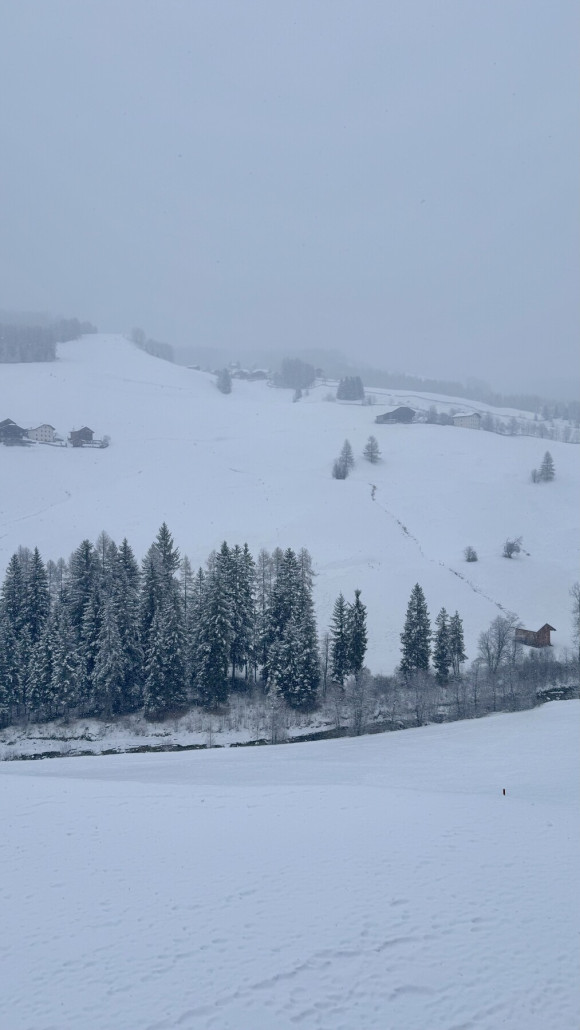 Sonntag Morgen. Wieder Blick vom Hotelbalkon. Jetzt sieht man kaum einen Grashalm mehr