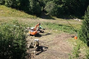 Am Sonntag ruhten die Bagger in diesem Abschnitt.