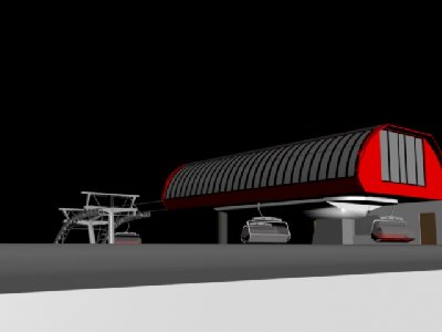 Bergstation mit Einfahrtsstütze