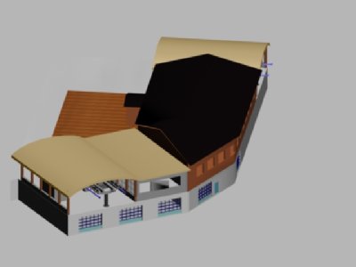 mal von oben, hinten die terrasse des Resteraunts