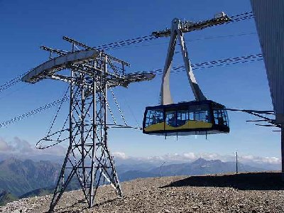 Hier schön zu sehen der Unterschied im Seilsattel zwischen Von Roll und Habegger<br />Luftseilbahn Pillon-Cabanne