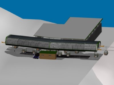 links:zugangsbereich mit drehkreuzen, rechts ausstieg erste sektion