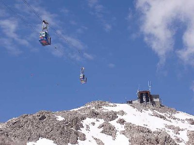 Pendelbahn Weissfluh Gipfel mit Fangbremse auch eine Flache Bahn.