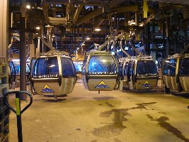 In der Mitte steht die Komperdellbahn. Die Gondeln werden auf gleicher Ebene in einem Raum zwischen ihrer Talstation und derer der Alpkopfbahn garagiert. Es gibt ausserdem noch eine Garage auf dem Komperdell.