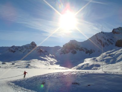 Blick auf den Skilift Balmeregg. Hier oben sind die Verhältnisse super!