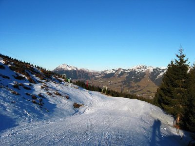 Schöne Abfahrt im Abendlicht. Ab hier dann allerdings Eis pur...