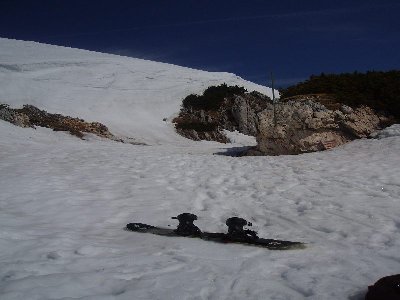 Beginn der Abfahrt..-Man beachte die Schneewächte bzw.Schneeverfrachtung