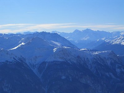 Blick richtung Chevedale, Königsspitze und Ortler