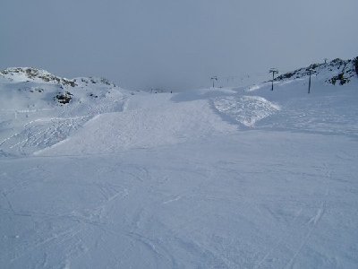 Furtschellas slope, at the right skilift Chuderun