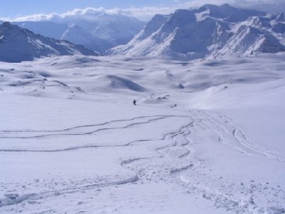 Abfahrt am Pissaillas Gletscher