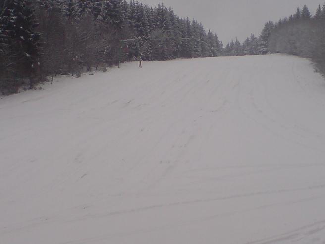 Bei genauerer Betrachtung sieht man, wie dünn die Naturschneedecke hier ist