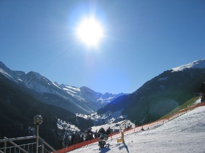 Blick von der Talabfahrt Eggalm zum Hintertuxer Gletscher<br />(Höhe Christler-Hof)