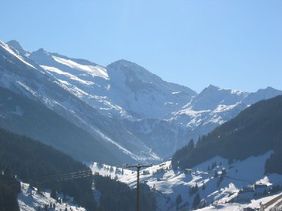 Blick von der Talabfahrt Eggalm zum Hintertuxer Gletscher<br />(Höhe Christler-Hof)