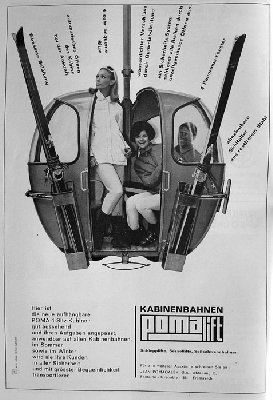 Poma-Eiergondeln-Werbung, Int. Berg- und Seilbahnrundschau 3/1967