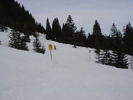 Die Kreuzung der beiden Skigleitwege Heuberg-Mittelberg und Mittelberg-Heuberg.