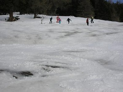 Erstes Prarion-Steilstück am Anfang des Urlaubes. Da war es noch gut zu befahren...
