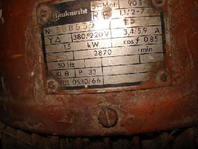 Typenschild Motor